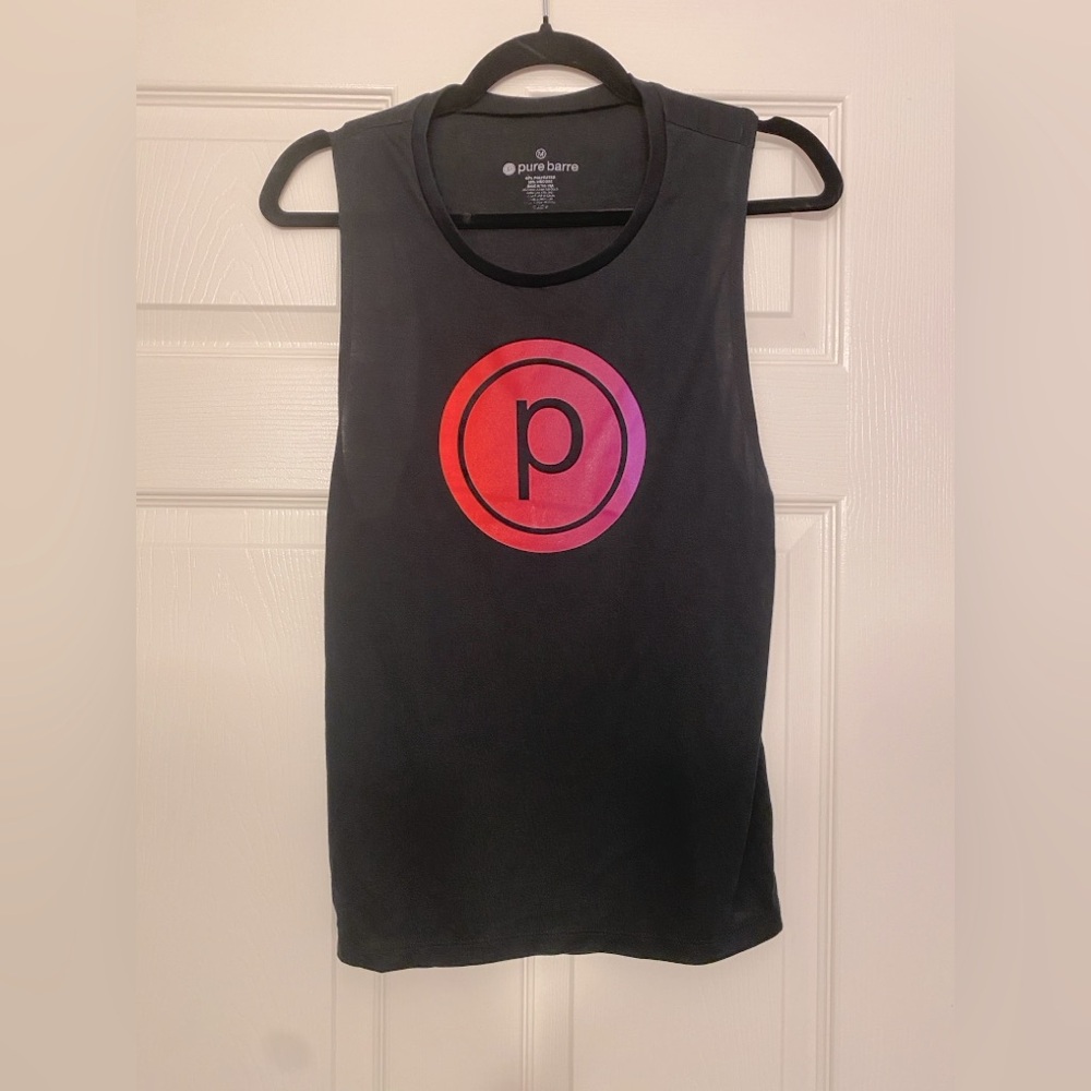 Pure Barre Pink Ombré Circle P Tank in Black